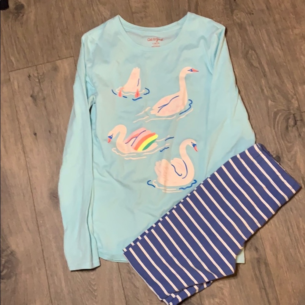 Swan Shirt with Matching Blue Leggings